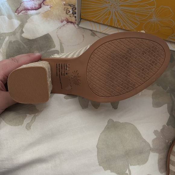 Yellow Box Women's Striped Tan and Cream Mules. Worn once. - Picture 3 of 4